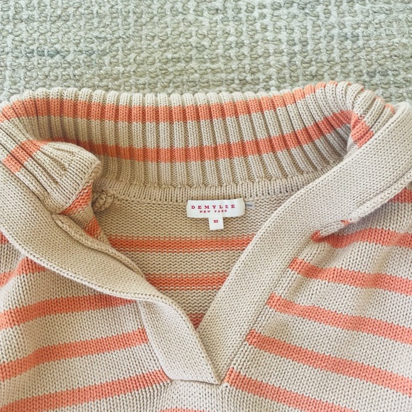 NEW $295 Demy Lee "Leigh" Striped Cotton Polo Sweater - Picture 13 of 13